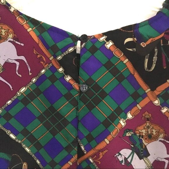Vintage box fit polo print blouse L* - Picture 5 of 8